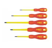 Набір викруток Neo Tools шліцева (1000 В), набір 5 шт (04-220)