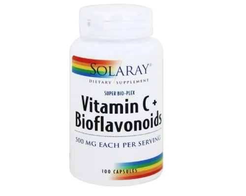 Витамин Solaray Витамин C c Биофлавоноидами, 500 мг, 100 Капсул (SOR04432)