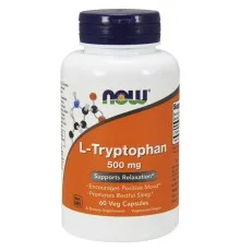 Амінокислота Now Foods L-Триптофан, 500 мг, 60 вегетаріанських капсул (NF0166)