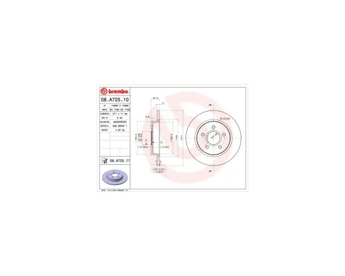 Гальмівний диск Brembo 08.A725.10