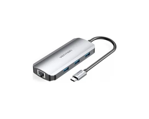 Концентратор Vention USB3.1 Type-C --> HDMI/USB 3.0x3/RJ45/PD 100W Hub 6-in-1 (TOHHB)