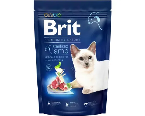 Сухий корм для кішок Brit Premium by Nature Cat Sterilized Lamb 1.5 кг (8595602553167)