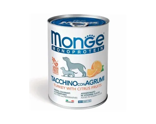 Консерви для собак Monge Dog Fruit Monoprotein індичка з цитрусами 400 г (8009470014335)