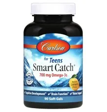 Жирные кислоты Carlson Омега-3 для Подростков, Teens Smart Catch, 90 желатиновых к (CL1611)