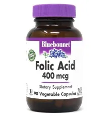 Витамин Bluebonnet Nutrition Фолиевая кислота 400 мг, Folic Acid, 90 вегетарианских капсул (BLB0449)