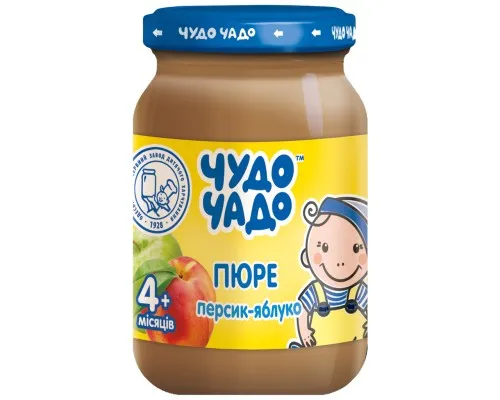 Дитяче пюре Чудо-Чадо Персик та яблуко з 4 місяців 170 г (4820003688274)