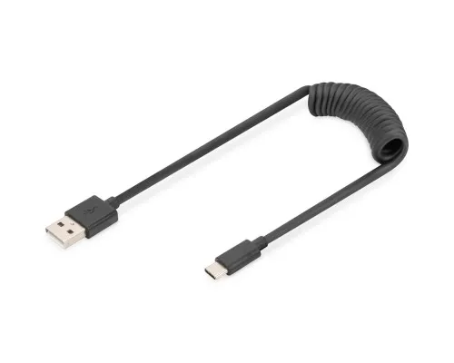 Дата кабель USB 2.0 AM to Type-C 1.0m (0.32m) spiral black Digitus (AK-300430-006-S)