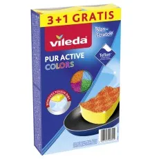 Губки кухонні Vileda Pur Active Colors для тефлону 4 шт. (4023103208049)