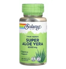 Трави Solaray Супер Алое віра, 8000 мг, Super Aloe Vera, 100 вегетаріанських капс (SOR00123)