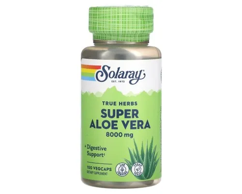 Травы Solaray Супер Алоэ вера, 8000 мг, Super Aloe Vera, 100 вегетарианских капс (SOR00123)