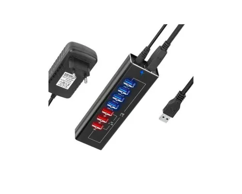 Концентратор ST-Lab 4*USB3.0 data ports + 3*2.4А charge with Power Adaptor metal (DM-UH-P407)