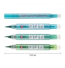 Художній маркер Santi набір акварельних Glitter Brush відтінки зеленого 3 шт (390771)