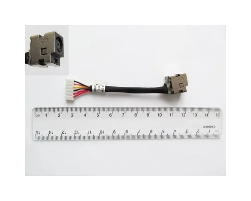 Розєм живлення ноутбука з кабелем для HP PJ156 (7.4mm x 5.0mm + center pin), 6-pin, Универсальный (A49040)