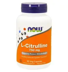 Аминокислота Now Foods L-Цитруллин 750мг, L-Citrulline, 90 капсул (NOW-00083)