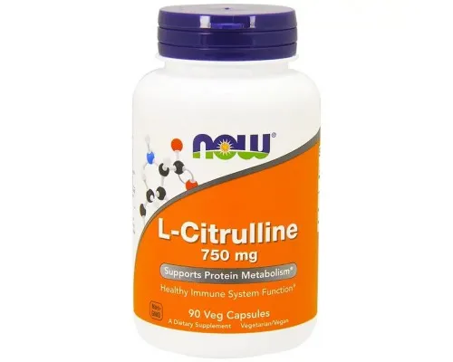 Амінокислота Now Foods L-Цитруллин 750мг, L-Citrulline, 90 капсул (NOW-00083)