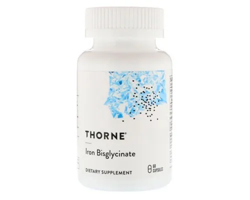 Минералы Thorne Research Железо Биглицинат 25 мг, Iron Bisglycinate, 60 капсул (THR-00345)