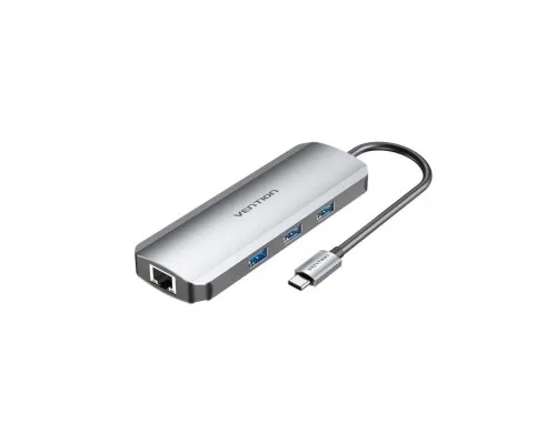Концентратор Vention USB3.1 Type-C --> HDMI/USB 3.0x3/RJ45/SD/TF/PD 100W Hub 8-in (TOKHB)