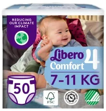 Підгузки Libero Comfort Розмір 4 (7-11 кг) 50 шт (7322541756844)