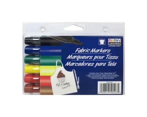 Художественный маркер Marvy набор для росписи светлых тканей, Классические оттенки, 6 шт (0028617505275)