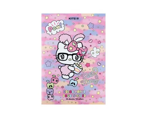 Цветная бумага Kite А4 двухсторонняя Hello Kitty 15л/15 цв (HK24-250)