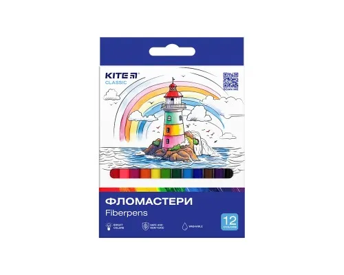 Фломастери Kite Classic 12 кольорів (K-447)