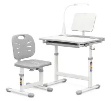 Парта зі стільцем Evo-kids (стіл+стілець+полиця+лампа) Gray (Evo-17 G Ergo)