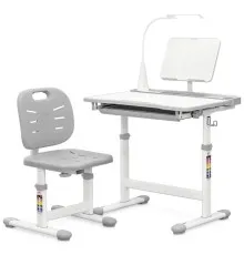 Парта зі стільцем Evo-kids (стіл+стілець+полиця+лампа) Gray (Evo-17 G Ergo)