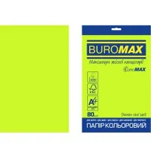 Папір Buromax А4, 80g, NEON green, 20sh, EUROMAX (BM.2721520E-04)