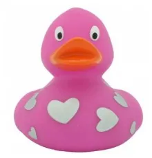 Іграшка для ванної Funny Ducks Розовая утка в белых сердечках (L1938)