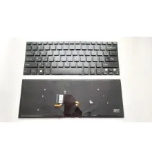 Клавиатура ноутбука Sony SVF14 (Fit 14 Series) черная без рамки подсветкой RU (A43789)