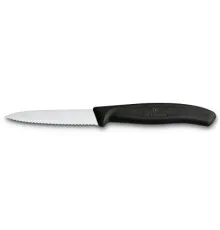 Кухонный нож Victorinox SwissClassic для нарезки 8 см, волнистое лезвие, черный (6.7633)