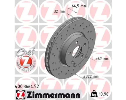 Тормозной диск ZIMMERMANN 400.3664.52