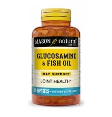 Жирные кислоты Mason Natural Глюкозамин и Рыбий жир, Glucosamine & Fish Oil, 90 гелевых (MAV14149)