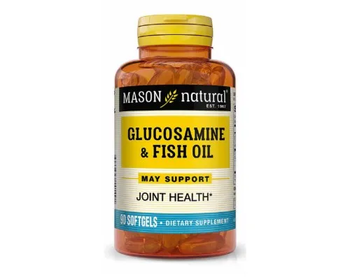 Жирні кислоти Mason Natural Глюкозамін і Рибячий жир, Glucosamine & Fish Oil, 90 гелеви (MAV14149)