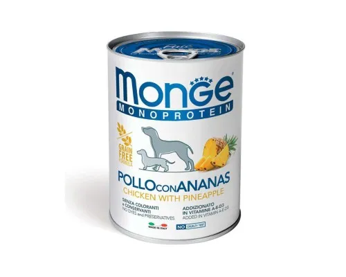 Консерви для собак Monge Dog Fruit Monoprotein курка з ананасом 400 г (8009470014311)
