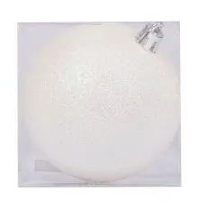 Ялинкова іграшка Novogod`ko куля, пластик, 8 cм, біла, гліттер (974037)