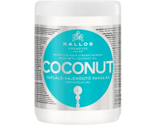 Маска для волосся Kallos Cosmetics Coconut Зміцнювальна з кокосовою олією 1000 мл (5998889516116)
