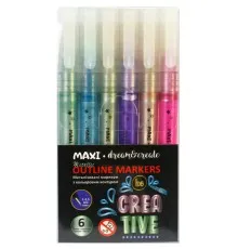 Художественный маркер Maxi Металлизированные с цветным контуром, 6 цветов (MX15246)