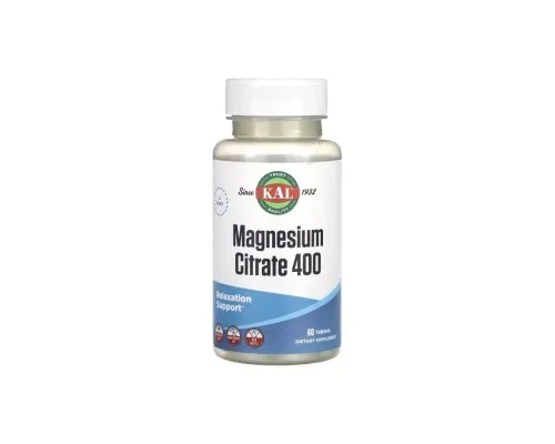 Мінерали KAL Магній Цитрат, 400 мг, Magnesium citrate, 60 таблеток (CAL-13455)