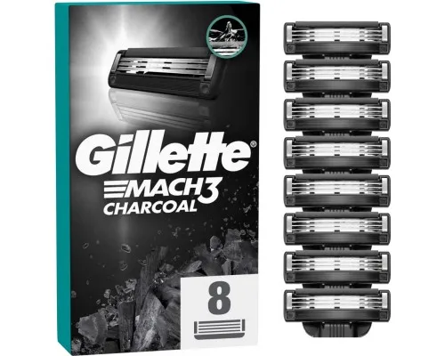 Змінні касети Gillette Mach3 Charcoal Деревне вугілля 8 шт. (8700216085472)