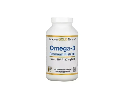 Жирні кислоти California Gold Nutrition Риб'ячий жир преміум-класу з Омега-3, 180 EPA /120 DHA, Omega-3 Premium Fis (CGN-01330)