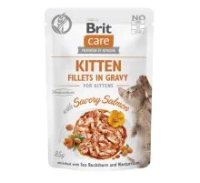 Влажный корм для кошек Brit Care Cat Fillets in Gravy with Savory Salmon филе в соусе с лососем 85 г (8595602565313)