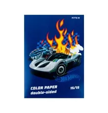 Кольоровий папір Kite А4 двосторонній Hot Wheels 15арк/15 кол (HW24-250)