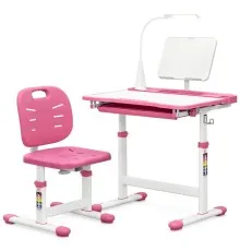 Парта зі стільцем Evo-kids (стіл+стілець+полиця+лампа) Pink (Evo-17 PN Ergo)