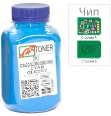 Тонер OKI C3400/3300, 110г Cyan+chip AHK (1502695)