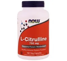 Аминокислота Now Foods L-Цитруллин, L-Citrulline, 750 мг, 180 капсул (NF0103)
