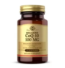 Антиоксидант Solgar Коэнзим Q-10, Megasorb CoQ-10, 100 мг, 30 гелевых капсул (SOL00947)