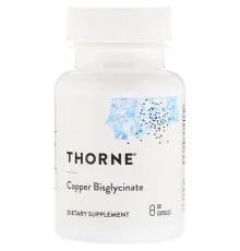 Мінерали Thorne Research Мідь (Бісгліцінат), Copper Bisglycinate, 60 капсул (THR-00341)
