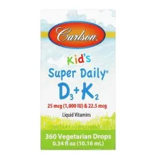 Витамин Carlson Витамин D3+K2 для детей в каплях, 1000 МЕ и 22,5 мкг, Kid's (CAR-10530)