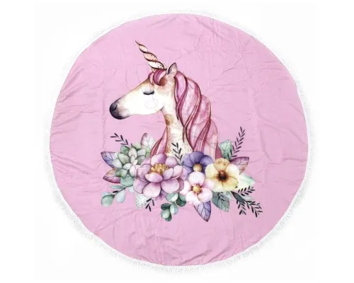 Полотенце MirSon пляжное №5076 Summer Time Pink Unicorn Girl 150x150 см (2200003947847)